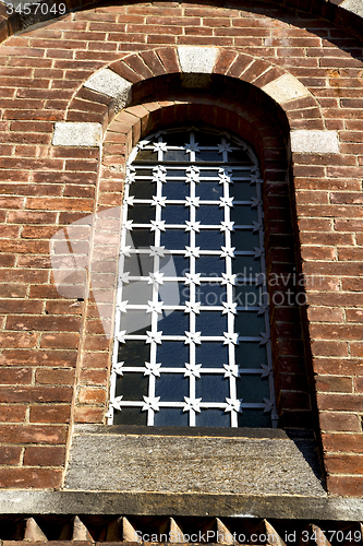 Image of rose window  italy  lombardy     in  the legnano brick   tower  