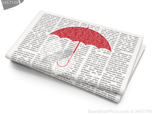 Image of Security concept: Umbrella on Newspaper background