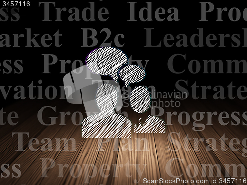 Image of Business concept: Business Meeting in grunge dark room