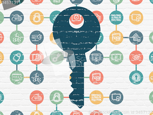 Image of Protection concept: Key on wall background