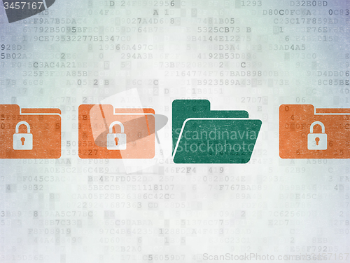 Image of Security concept: folder icon on Digital Paper background
