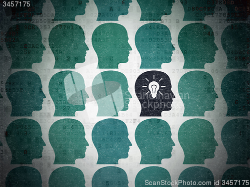 Image of Business concept: head with light bulb icon on Digital Paper background