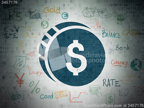 Image of Money concept: Dollar Coin on Digital Paper background