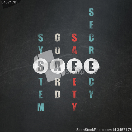 Image of Protection concept: word Safe in solving Crossword Puzzle
