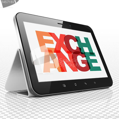 Image of Currency concept: Tablet Computer with Exchange on  display