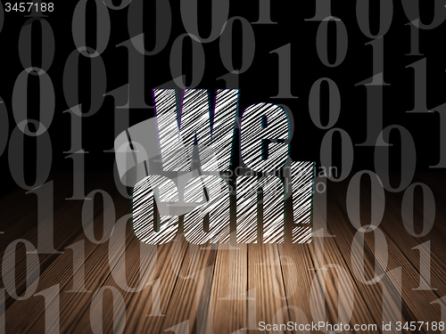 Image of Finance concept: We Can! in grunge dark room