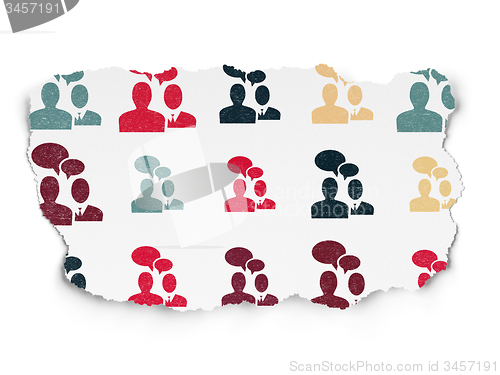 Image of Business concept: Business Meeting icons on Torn Paper background