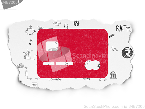 Image of Money concept: Credit Card on Torn Paper background