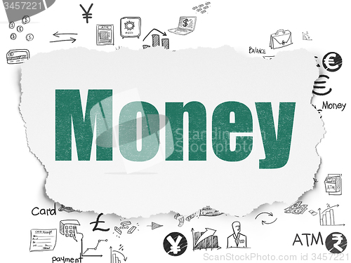 Image of Banking concept: Money on Torn Paper background
