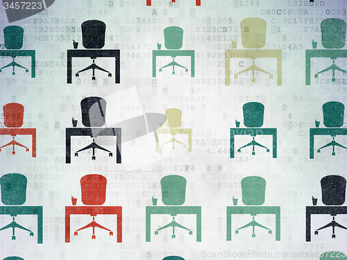 Image of Business concept: Office icons on Digital Paper background