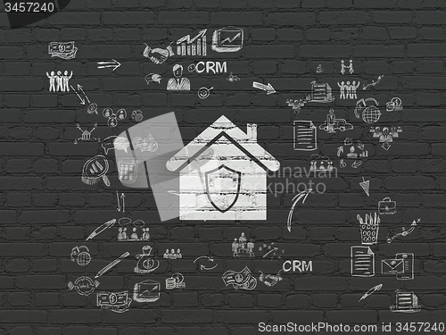 Image of Finance concept: Home on wall background