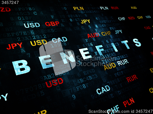 Image of Finance concept: Benefits on Digital background