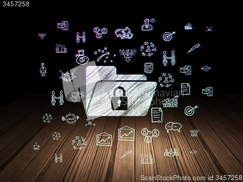 Image of Business concept: Folder With Lock in grunge dark room