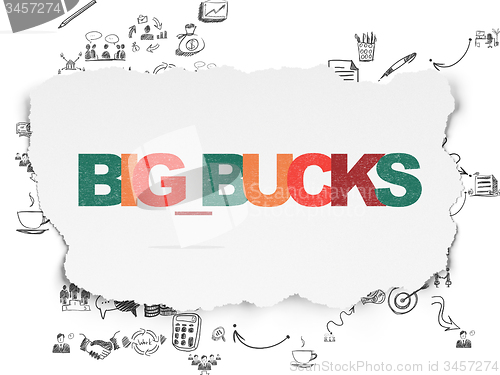 Image of Finance concept: Big bucks on Torn Paper background