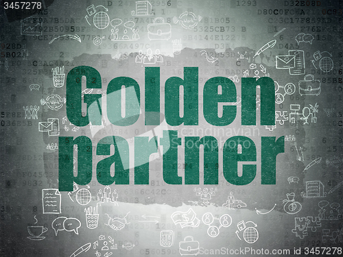 Image of Finance concept: Golden Partner on Digital Paper background