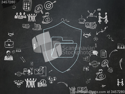 Image of Business concept: Folder With Shield on School Board background