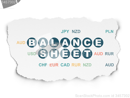 Image of Currency concept: Balance Sheet on Torn Paper background