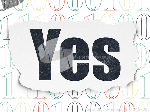 Image of Business concept: Yes on Torn Paper background