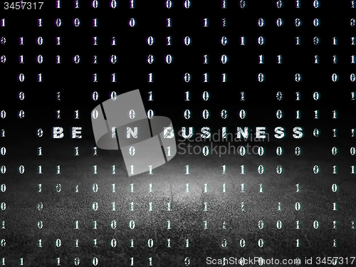 Image of Business concept: Be in business in grunge dark room
