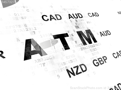 Image of Currency concept: ATM on Digital background