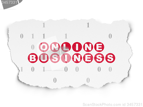 Image of Finance concept: Online Business on Torn Paper background