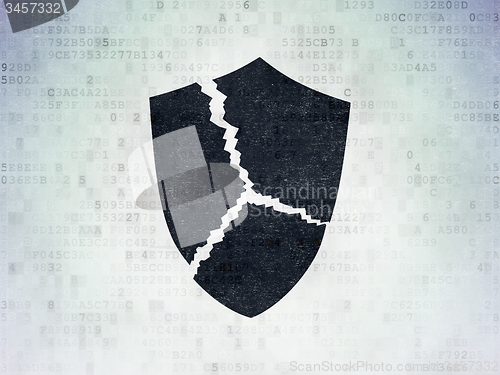 Image of Safety concept: Broken Shield on Digital Paper background