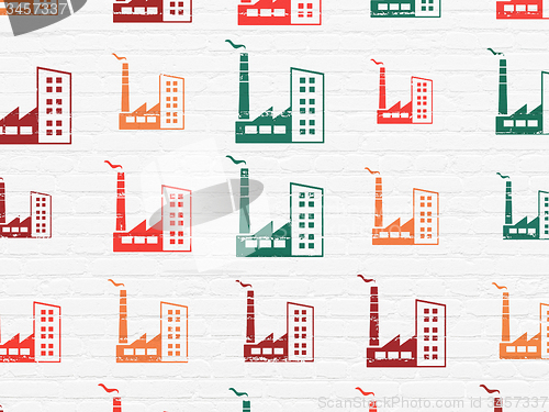 Image of Business concept: Industry Building icons on wall background