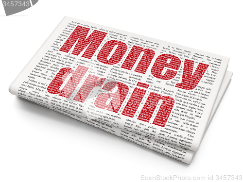 Image of Banking concept: Money Drain on Newspaper background