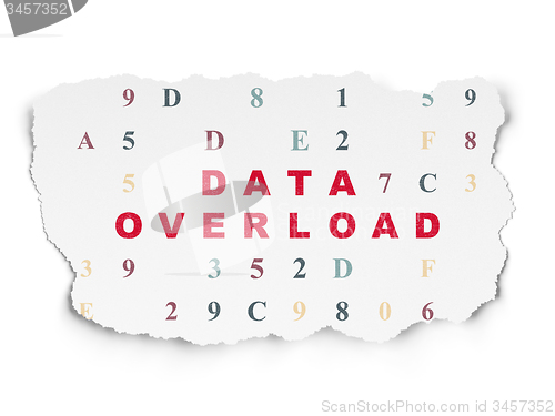 Image of Information concept: Data Overload on Torn Paper background