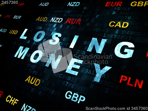 Image of Currency concept: Losing Money on Digital background