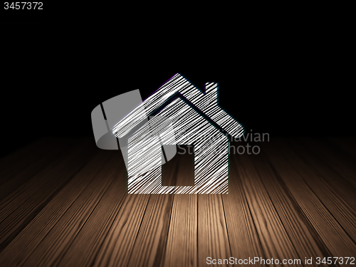 Image of Business concept: Home in grunge dark room