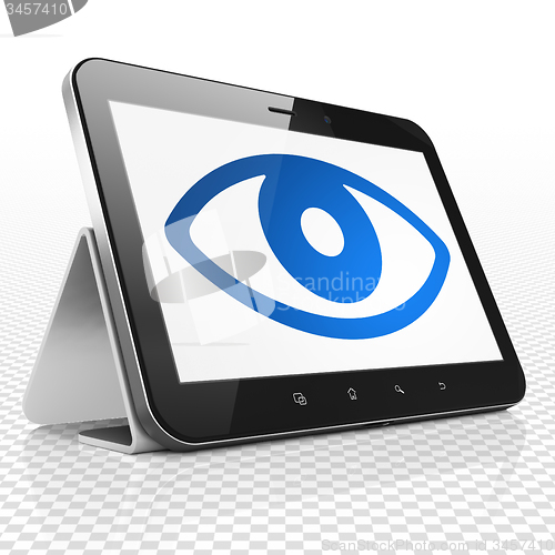 Image of Safety concept: Tablet Computer with Eye on display