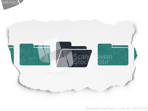 Image of Finance concept: folder icon on Torn Paper background