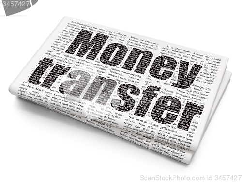 Image of Currency concept: Money Transfer on Newspaper background