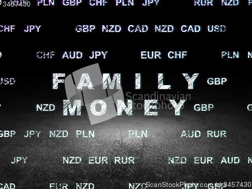 Image of Money concept: Family Money in grunge dark room