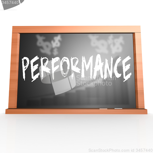 Image of Black board with performance word