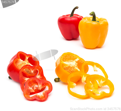 Image of red and yellow peppers isolated