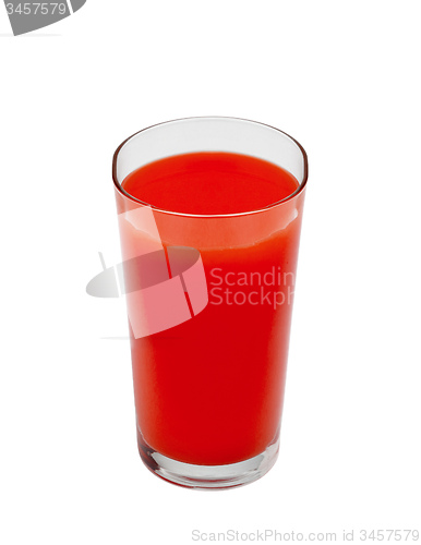 Image of Tomato juice in glass isolated on white background