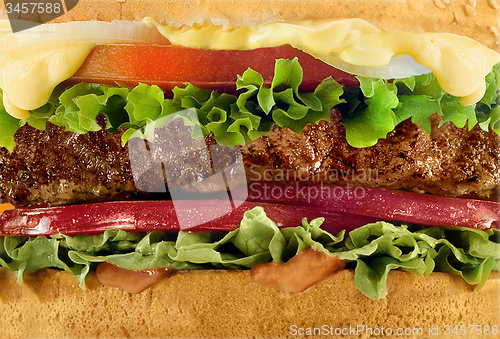 Image of Cheeseburger macro close-up