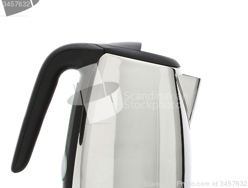 Image of close up of stainless steel electric kettle