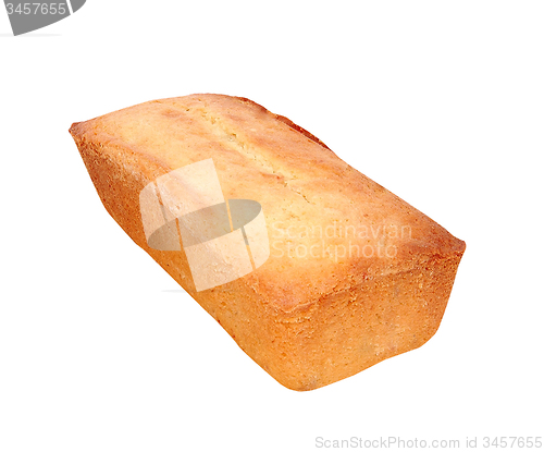 Image of loaf of fresh bread on a white