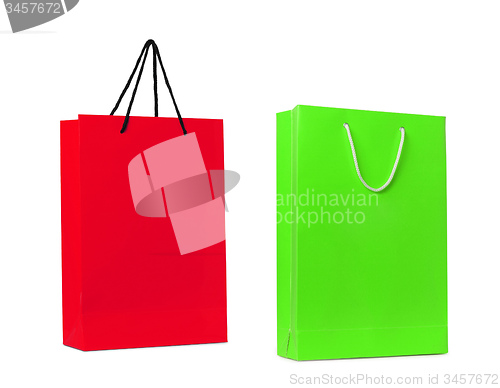 Image of red and green shopping bag isolated