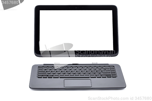 Image of Tablet computer and keyboard isolated on white