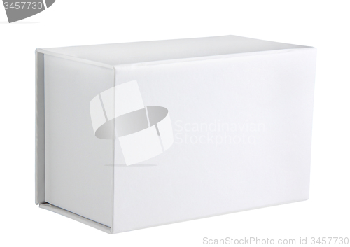 Image of White cardboard box front view isolated on white background