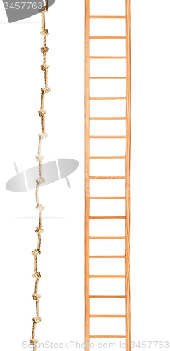 Image of Wooden ladder with rope