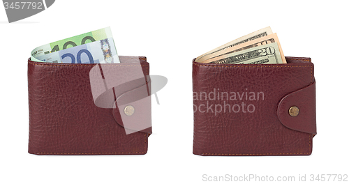 Image of euro and dollars in wallets