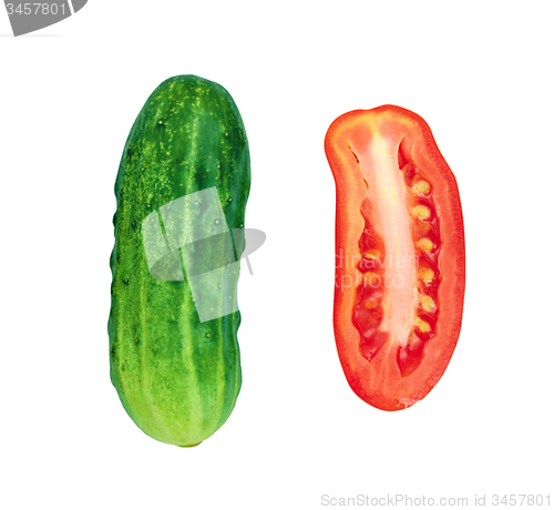 Image of Tomato and cucumber isolated