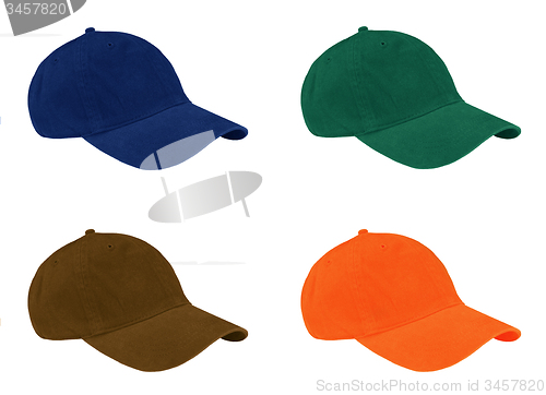 Image of Four caps isolated on white.