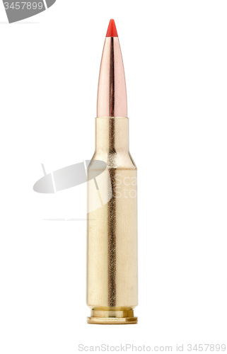 Image of  rifle bullet on white background