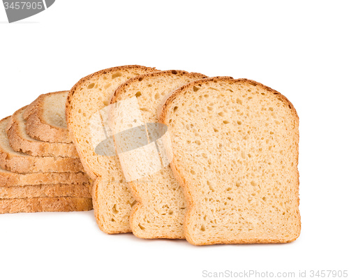 Image of wheaten bread sliced, on white